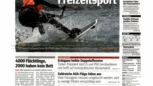 Schlagzeile vom 28.07.2015Risiko FreizeitsportKurier