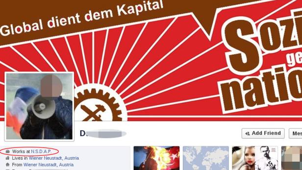NSDAP als Arbeitgeber in Facebook-Profil