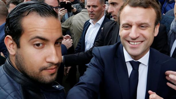 Macron (re.) mit seinem Skandal-Bodyguard Alexandre Benalla