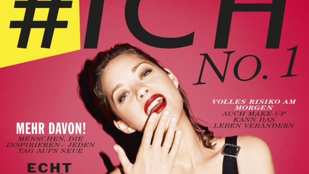 Das Cover der Zeitschrift #ICH No. 1 mit einer Frau mit rotem Lippenstift.