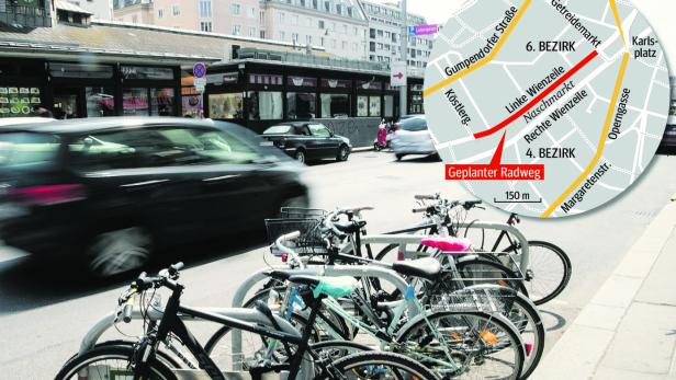 Bezirk reagiert zu Radweg am Wiener Naschmarkt irritiert: "Nicht fix"