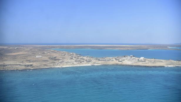 General view shows Perim Island, called Mayun in Arabic, in the Bab al-Mandeb which residents said was seized from Houthi fighters by loyalist Yemeni troops and Gulf Arab forces