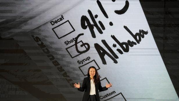 Starbucks China CEO, Belinda Wong, attends the Starbucks and Alibaba strategic partnership press conference in Shanghai