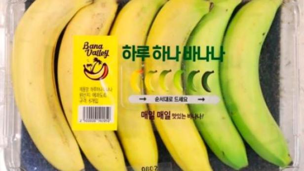 So werden Bananen in Geschäften der südkoreanischen Supermarktkette E-Mart verkauft.