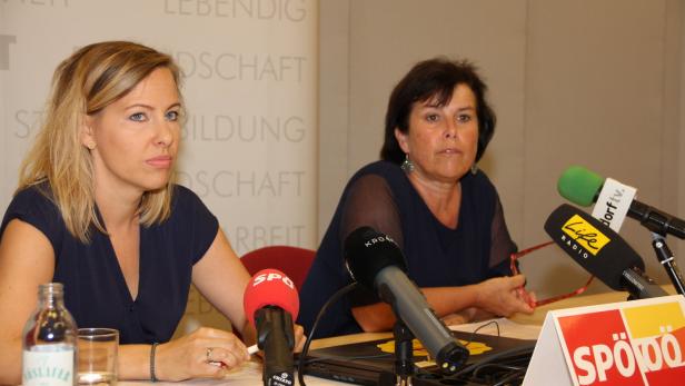 SPÖ-Vorsitzende Birgit Gerstorfer (r.), Familiensprecherin Petra Müllner (l.)
