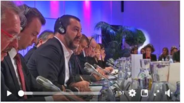 Salvini (Mitte) stellte ein Video von Asselborns (li.) Wutanfall auf Facebook