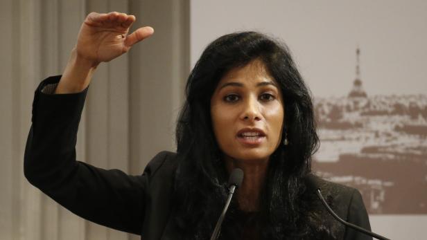 Gita Gopinath, professor at the economics department of Harvard University, attends a conference of central bankers hosted by the Bank of France in Paris