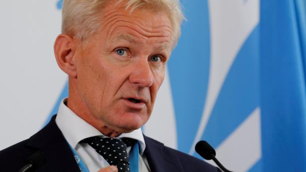 Egeland Special Advisor to the United Nations Special Envoy for Syria attends a news conference in Geneva