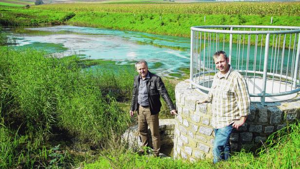 Das Retentionsbecken in Großmugl war fast bis zum Anschlag voll