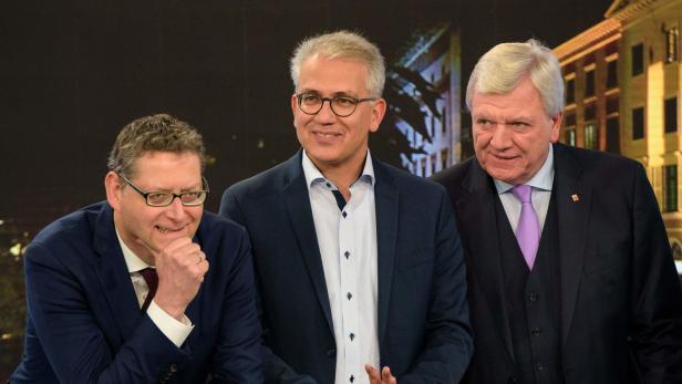 Thorsten Schäfer-Gümbel (SPD), Tarek Al-Wazir (Grüne) und Volker Bouffier (CDU).
