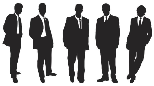 collection of business people in silhouette in different poses