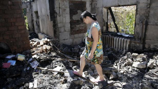 Zerstörte Gebäude in Donezk