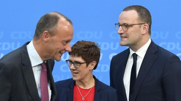 Kandidaten für Merkels Nachfolge in CDU: Merz, Kramp-Karrenbauer und Spahn (v.l.n.r.)