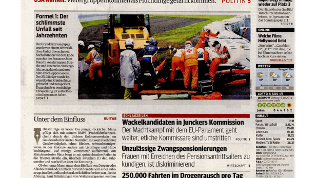 Titelseite der österreichischen Tageszeitung „Kurier“ vom 6. Oktober 2014.