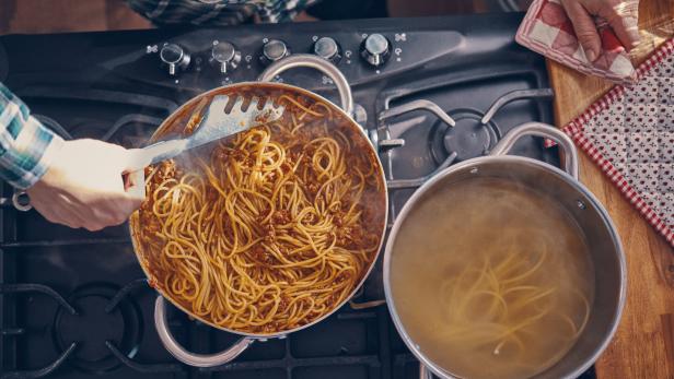 Preparing Homemade Spaghetti Bolognese