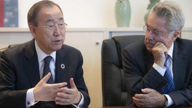 Der ehemalige UNO-Generalsekretär Ban Ki-moon und Altbundespräsident Heinz Fischer. Beide gründeten Anfang 2018 das &quot;Ban Ki-moon Centre for Global Citizens&quot; in Wien. In der Zwischenzeit gibt es Büros auf fast allen Kontinenten.