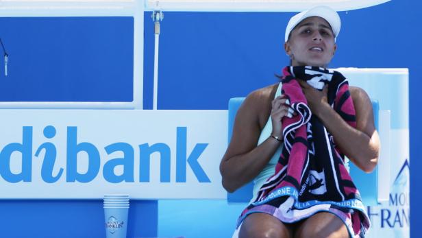 AUSTRALIA TENNIS AUSTRALIAN OPEN GRAND SLAM epa03538101 Tamira Paszek of Austria during her 2nd round match against Madison Keys at the Australian Open Grand Slam tennis tournament in Melbourne, Australia, 16 January 2013. EPA/Mast Irham