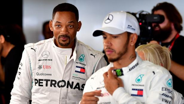 Will Smith und Lewis Hamilton: "Bad Boys" in der Mercedes-Box