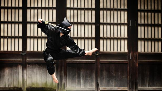 Ein Ninja ist ein ausgebildeter Kämpfer des vorindustriellen Japans, der unter anderem als Spion eingesetzt wurde.