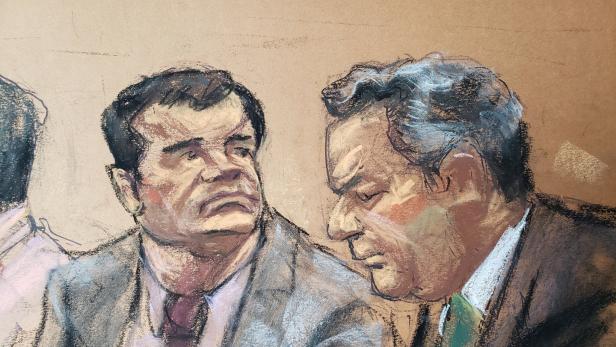 Drogenboss Joaquin &quot;El Chapo&quot; Guzman (links) vor Gericht