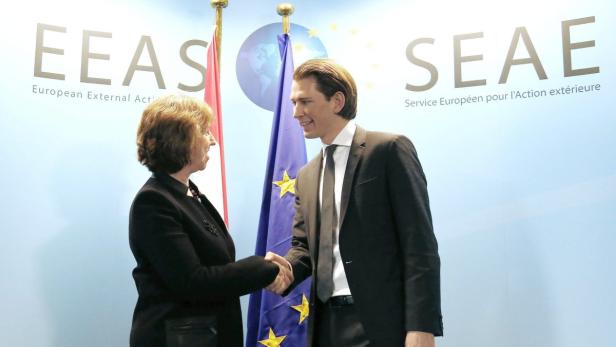 Sebastian Kurz und Catherine Ashton in Brüssel.