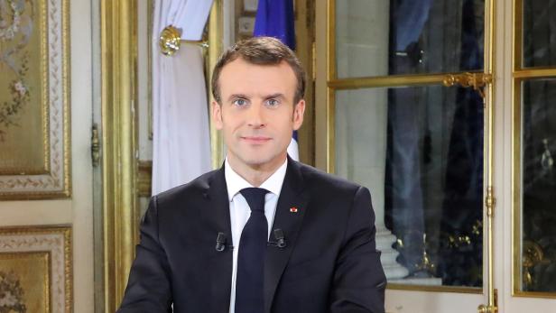 Macron bei der mit Spannung erwarteten TV-Ansprache.