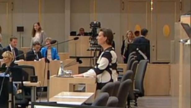 Ex-Frauenministerin Heinisch-Hosek (SPÖ) während der Debatte zum Frauenvolksbegehren: Die Regierungssessel sind leer