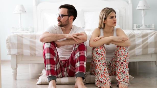 Couple having dispute and bedroom  problems in marriage