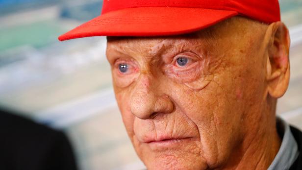 FILE PHOTO: Lauda talks to the media at the airport in Duesseldorf