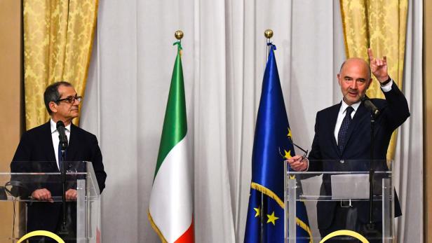 Finanzminister Tria, EU-Währungskommissar Moscovici im Oktober in Rom