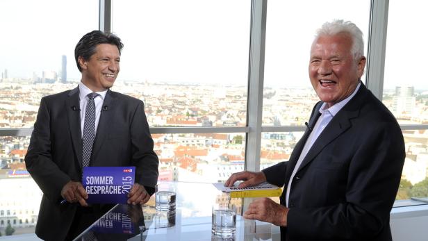 Team Stronach-Parteichef Frank Stronach und ORF-Moderator Hans Bürger.