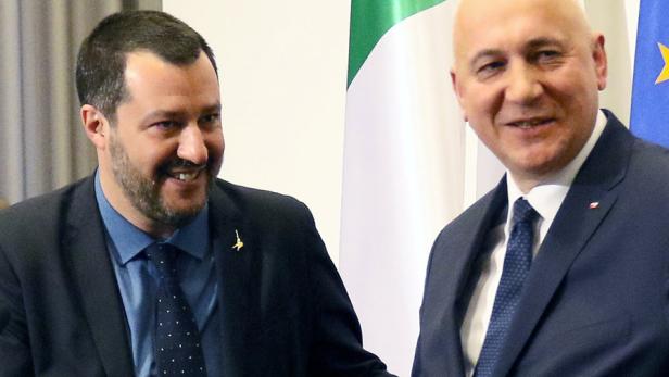Salvini bei Brudzinski (rechts) in Warschau.