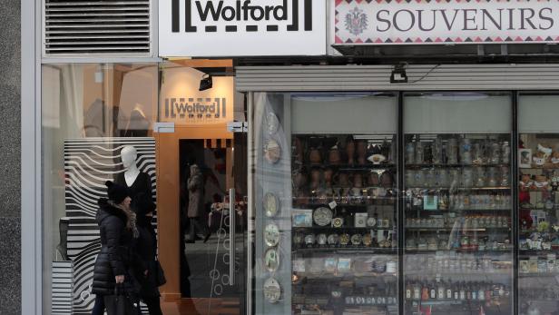A shop of Austrian luxury textiles maker Wolford is seen in the centre of Vienna