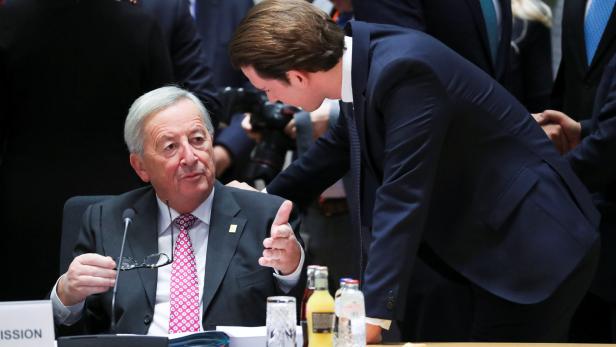 EU-Kommissionspräsident Juncker mit Kanzler Kurz (re.)
