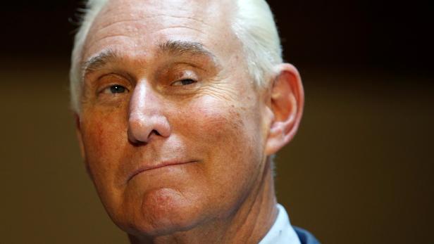 FILE PHOTO: U.S. political consultant Roger Stone, a longtime ally of President Donald Trump, speaks after a closed door hearing on Russian election interference in Washington