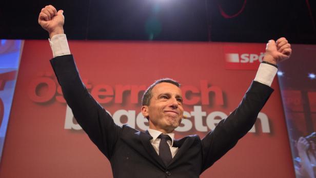 96,8 Prozent der Delegierten wählten Kern beim Parteitag in Wien offiziell zum neuen SPÖ-Vorsitzenden.