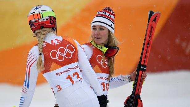 Vonn und Shiffrin bei den Olympischen Winterspielen im letzten Jahr.