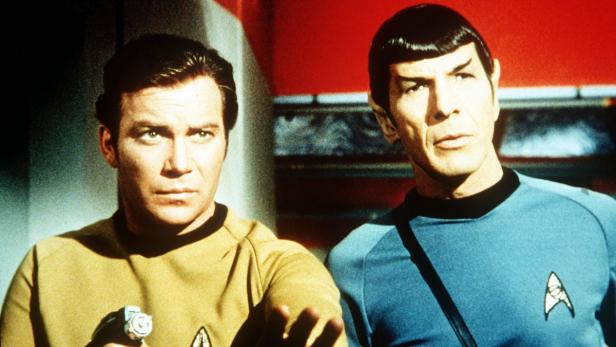 Leonard Nimoy als Spock und William Shatner als Captain Kirk in „Star Trek“.