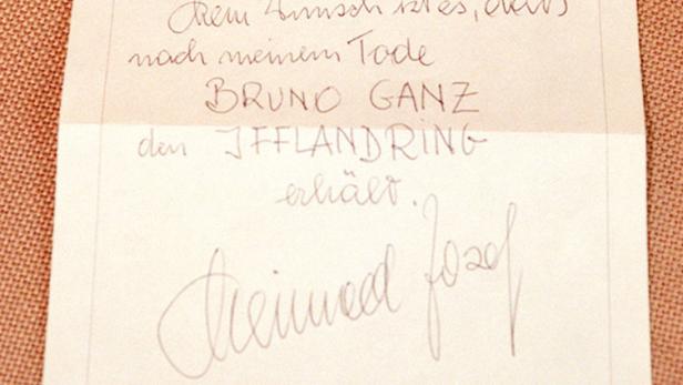 Iffland-Ring: Das Kuvert von Bruno Ganz ist noch ungeöffnet