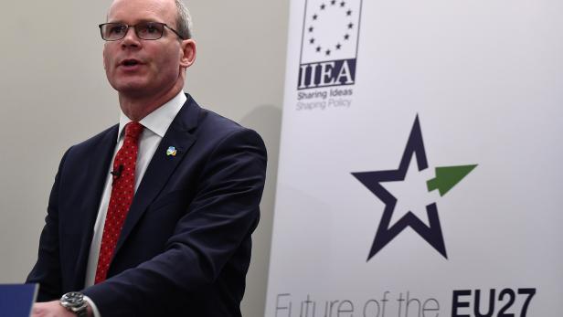 Ireland's Minister for Foreign Affairs Simon Coveney speaks about Brexit at the "State of the Union 2019" event in Dublin