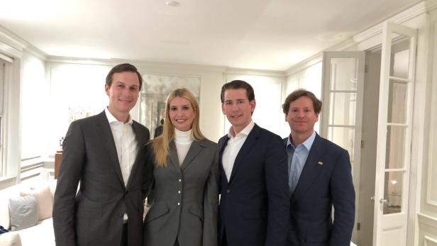 2019 in Washington: Jared Kushner, Ivanka Trump, Sebastian Kurz und Trevor Traina (v.li.)