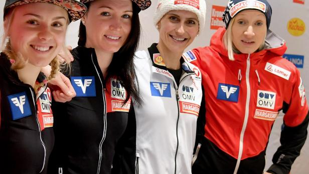 NORDISCHE SKI-WM 2019 IN SEEFELD: PK ÖSV SKISPRINGEN  DAMEN -  HÖLZL, SEIFRIEDSBERGER, PINKELNIG, IRASCHKO (AUT)