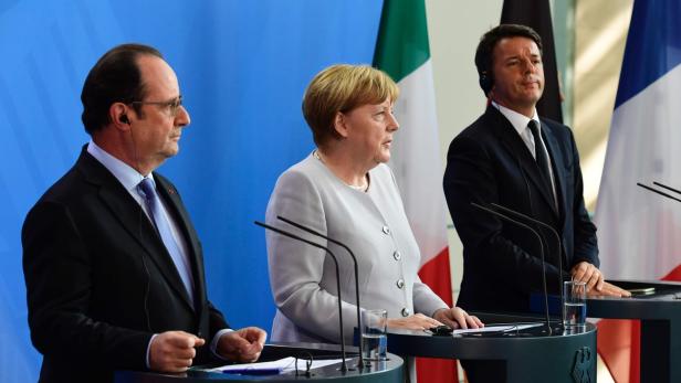 Francois Hollande, Angela Merkel und Matteo Renzi