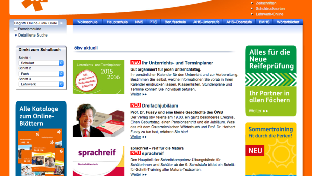 Die Webseite des österreichischen Bildungsverlags ÖBV mit Hinweisen zu Schulbüchern und Lernmaterialien.