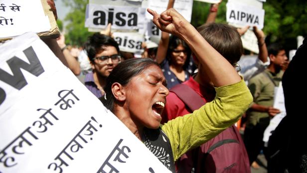 Proteste gegen Vergewaltigungen in Indien.