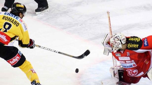 Die Caps besiegen den KAC im Penaltyschießen.