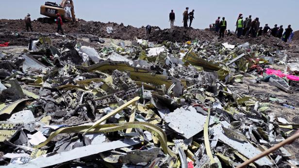 FILE PHOTO: Wreckage is seen at the site of the Ethiopian Airlines Flight ET 302 plane crash near Bishoftu