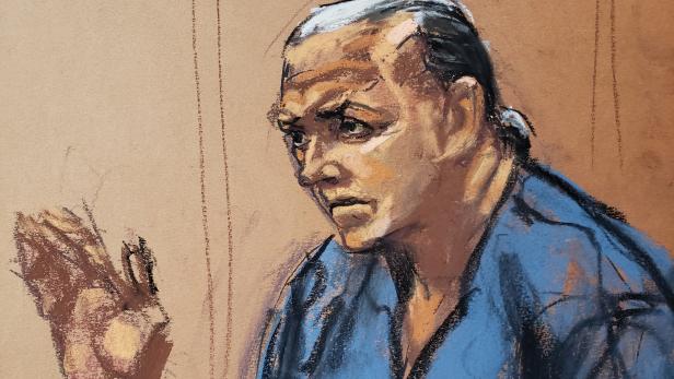 Courtroom sketch of Cesar Sayoc entering his plea in Manhattan federal court in New York City