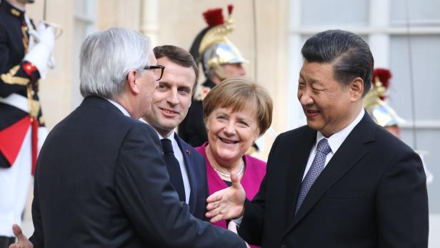 Juncker, Macron, Merkel und Xi (v.l.).