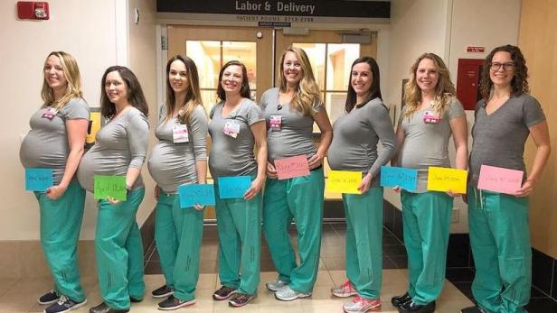 Diese acht US-Krankenschwestern erwarten zwischen April und Juli ihre Kinder.